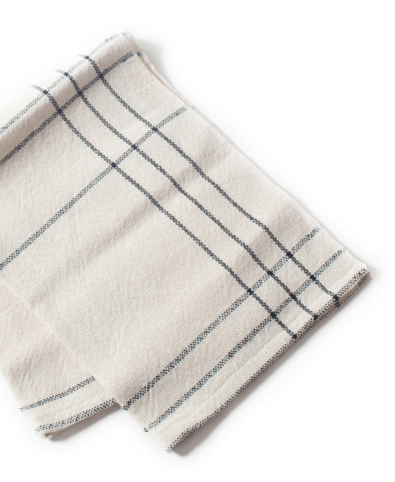 Handwoven Towel with Black and White Stripes
