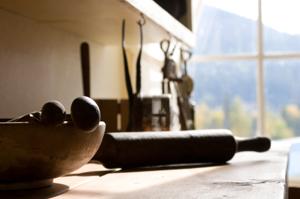 vermont country kitchen with rolling pin